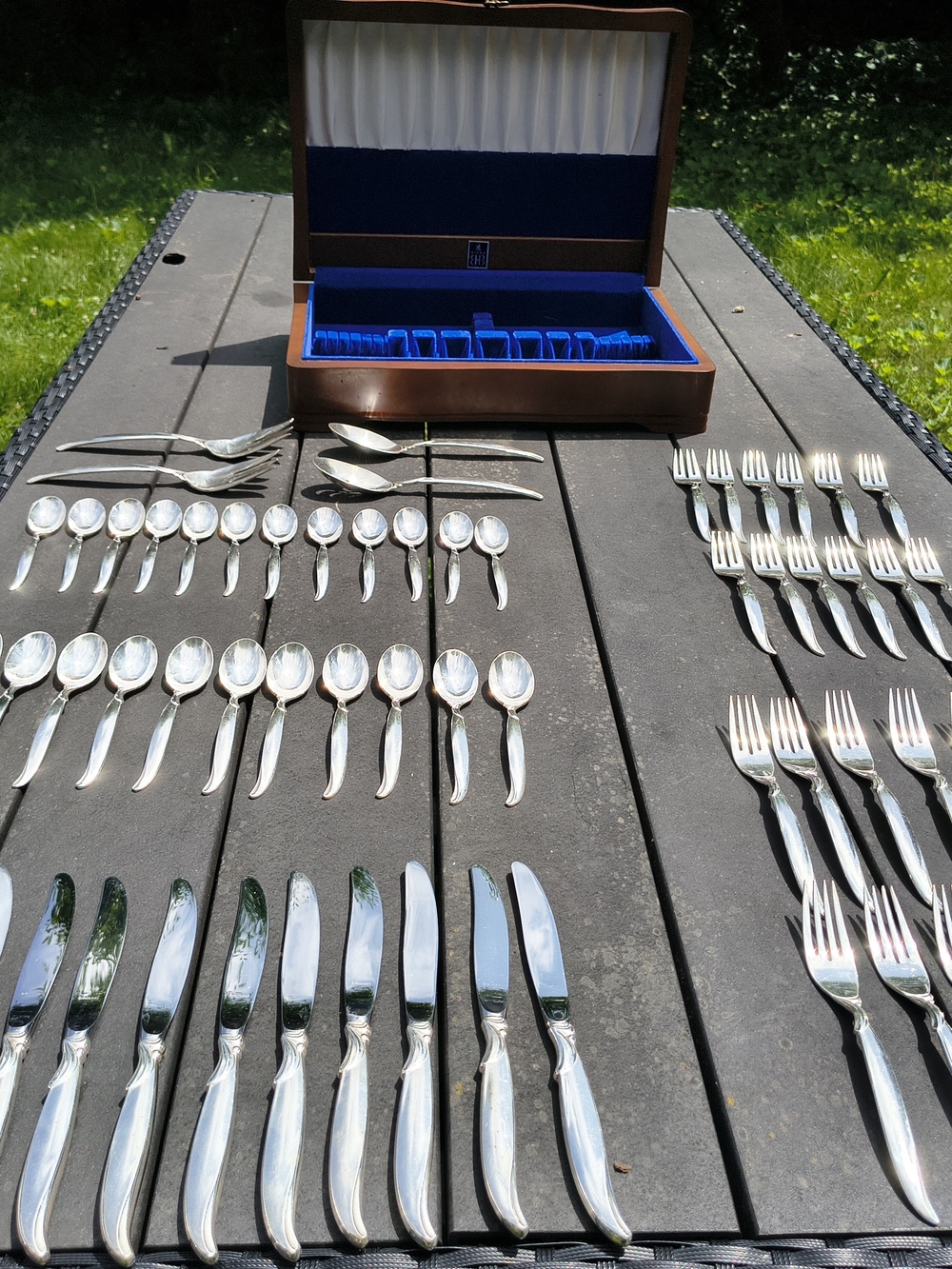 Vintage 1956 MCM "Flair" Silverplate Flatware 12 Serving 64 Pcs
